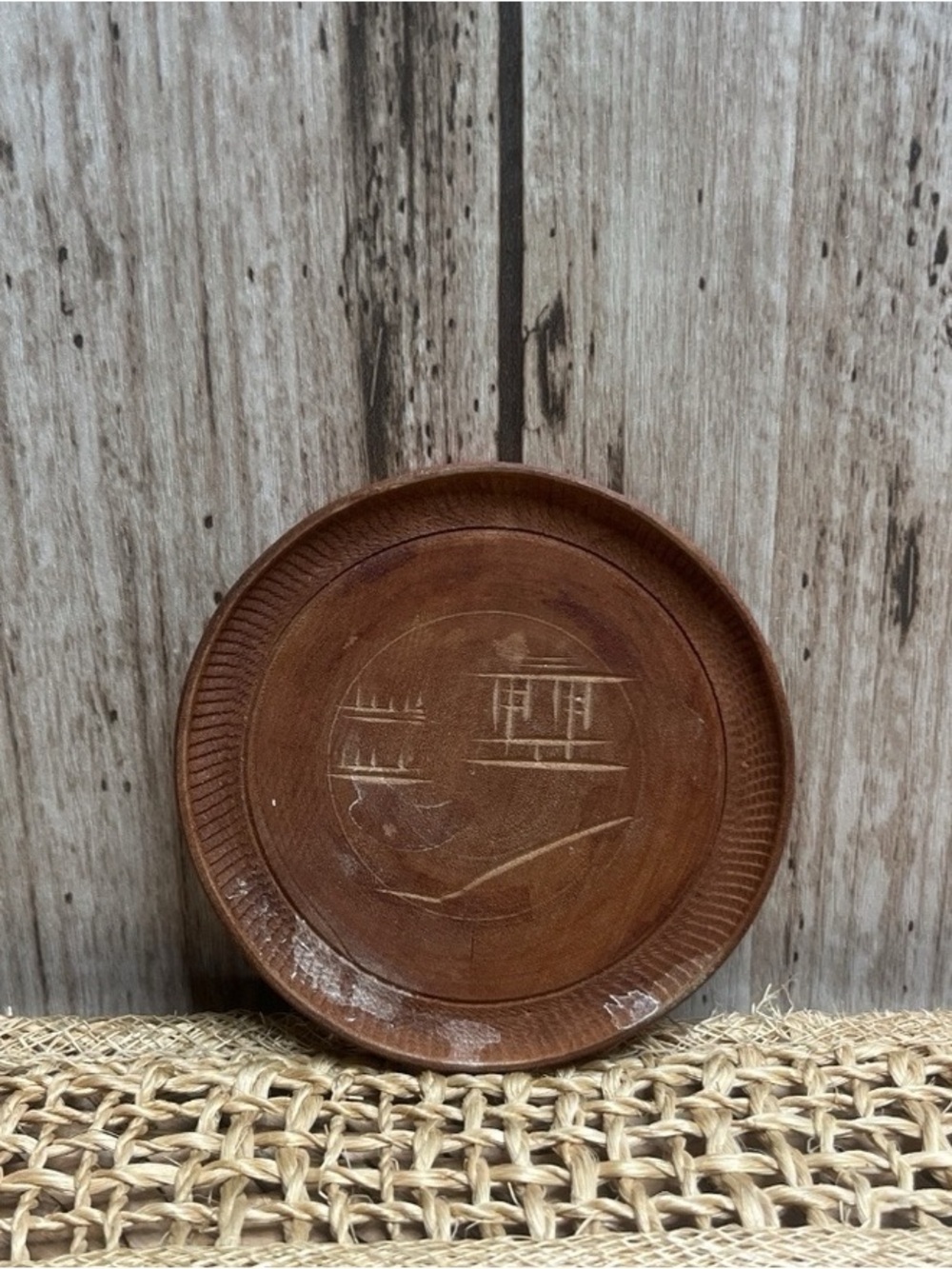 Handcrafted Brown Wooden Decorative Plate - Rustic Home Dining Accent